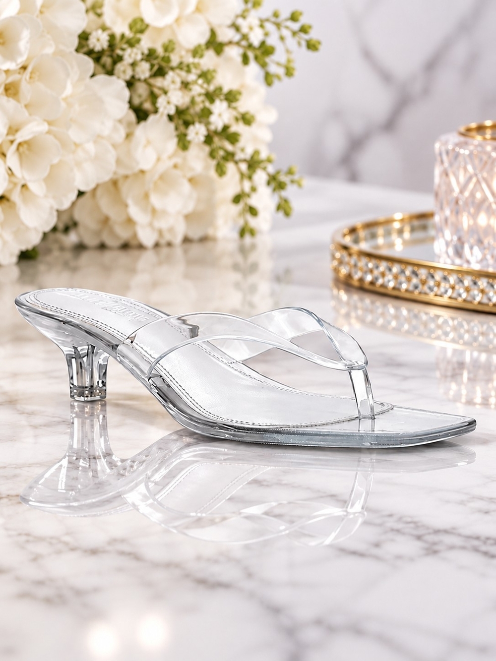 Steve Madden Tracie Jelly Clear Kitten Heel Thong Sandals Size 9